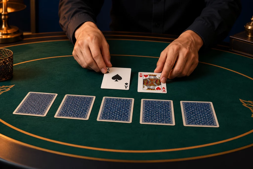 Editorial card-table illustration for the Buumi rules guide